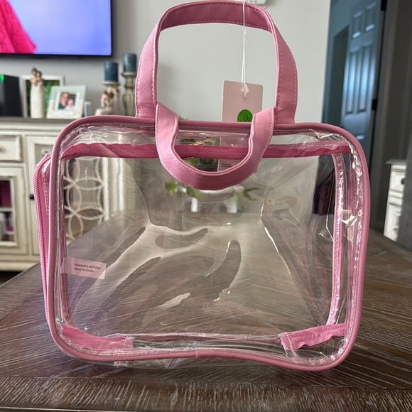 Transparent Pink Trim Cosmetic Bag - Picture 1 of 3